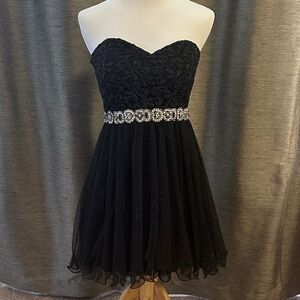 City Studio Black Strapless Dress with Silver Accents